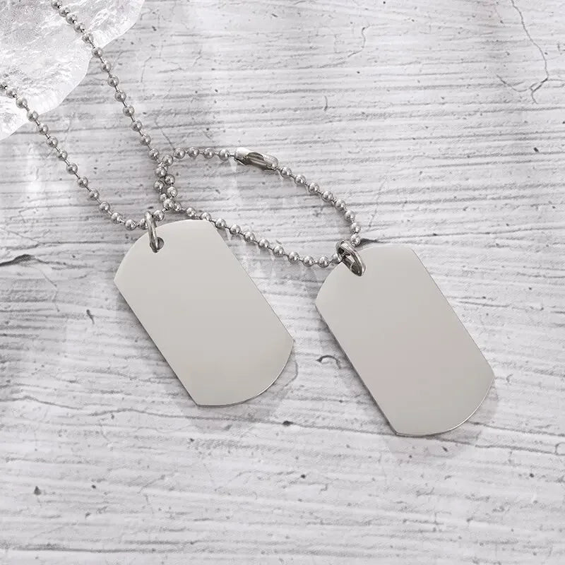 Hip Hop Military Style Stainless Steel Dog Tag Pendant Necklace for Men Women Gold Plated Personalized Id Card Name Jewelry