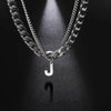 Stainless Steel Double Layer Necklaces for Men Women Simple 26 Letter Pendant Necklace Fashion Women's Jewelry for Party Gift