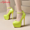 Disco Dance Pumps Women 5.5cm Platform Girding Buckle 16cm Super High Thin Heels