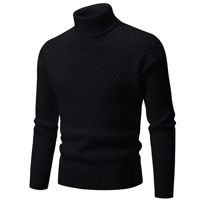 Autumn Mens Turtleneck Sweater Casual Rollneck Knitted Pullover Jacket Coats Warm Men Jumper Woolen Sweater Winter Streetwear