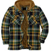 Mens Long Sleeve Winter Hooded Coats Fleece Lined Flannel Plaid Shirts Jacket Button Down Sherpa Jackets with Hood