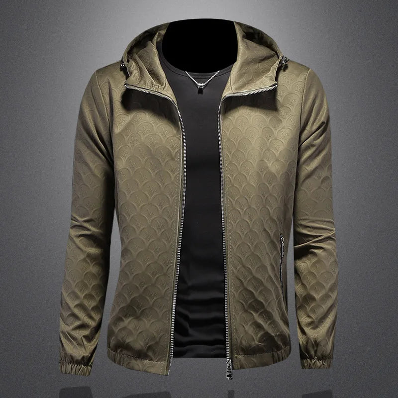 Minglu Hooded Zipper Men's Jackets High Quality Solid Color Sport Casual Male Coats Fashion Man Outerwear Plus Size 5XL