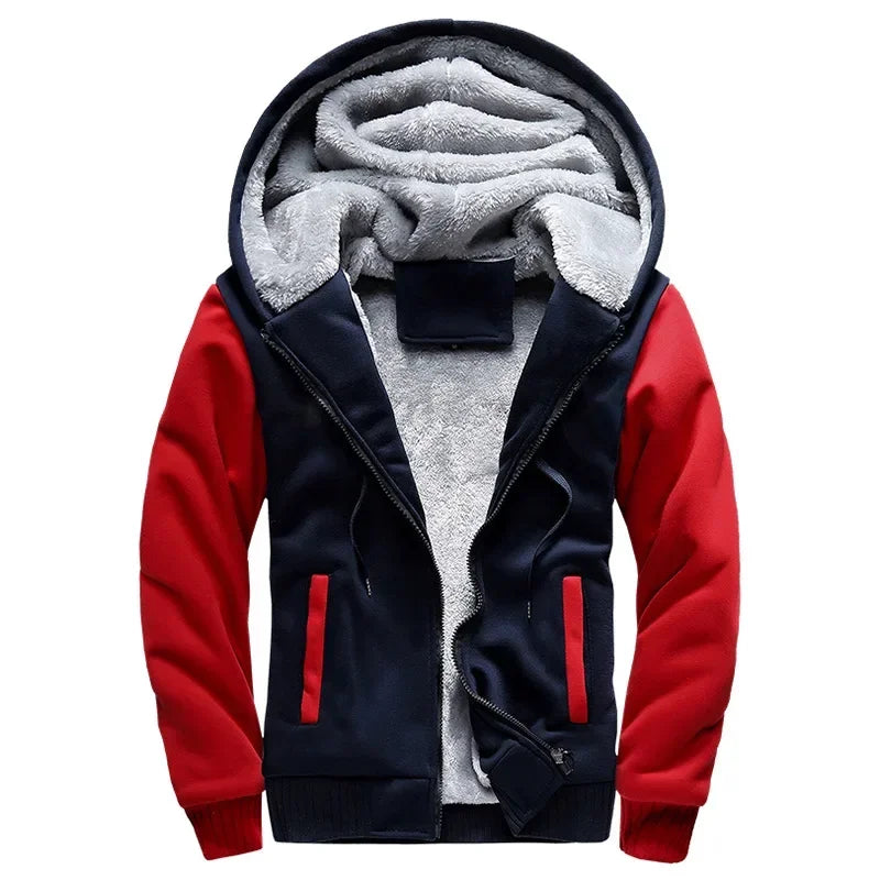 Winter Hoodie Thick Warm Jacket Men's Hoodies Patchwork Warm Sweatshirt Casual Camouflage Zipper Jackets Long Sleeve Streetwear