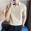 Men Polo Shirt Thin British Style Solid Casual Slim Fit Short Sleeved Top T-shirt Fashion Streetwear Men Clothing