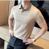 Men Polo Shirt Thin British Style Solid Casual Slim Fit Short Sleeved Top T-shirt Fashion Streetwear Men Clothing