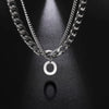 Stainless Steel Double Layer Necklaces for Men Women Simple 26 Letter Pendant Necklace Fashion Women's Jewelry for Party Gift