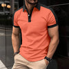 Amazon New Cross-border Men Casual POLO Shirt Fashionable Lapel Button Business Color Matching Versatile T-shirt Top