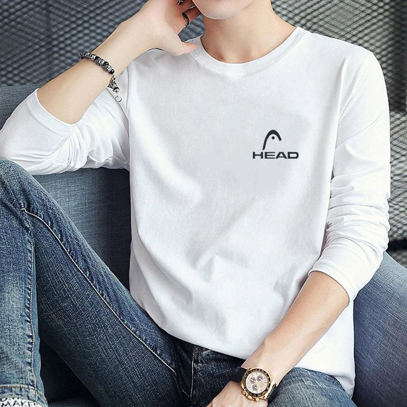 HEAD Brand New Men's T-Shirts Long Sleeve Slim Men T-Shirt Young Man Pure Color Tops Tees Shirt O-Neck For Male Boys Tshirt