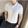 Men Polo Shirt Thin British Style Solid Casual Slim Fit Short Sleeved Top T-shirt Fashion Streetwear Men Clothing