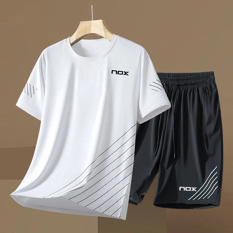 Boutique sportswear mens tennis sportswear fitness short sleeved short sleeved summer round neck casual T-shirt shorts mens suit