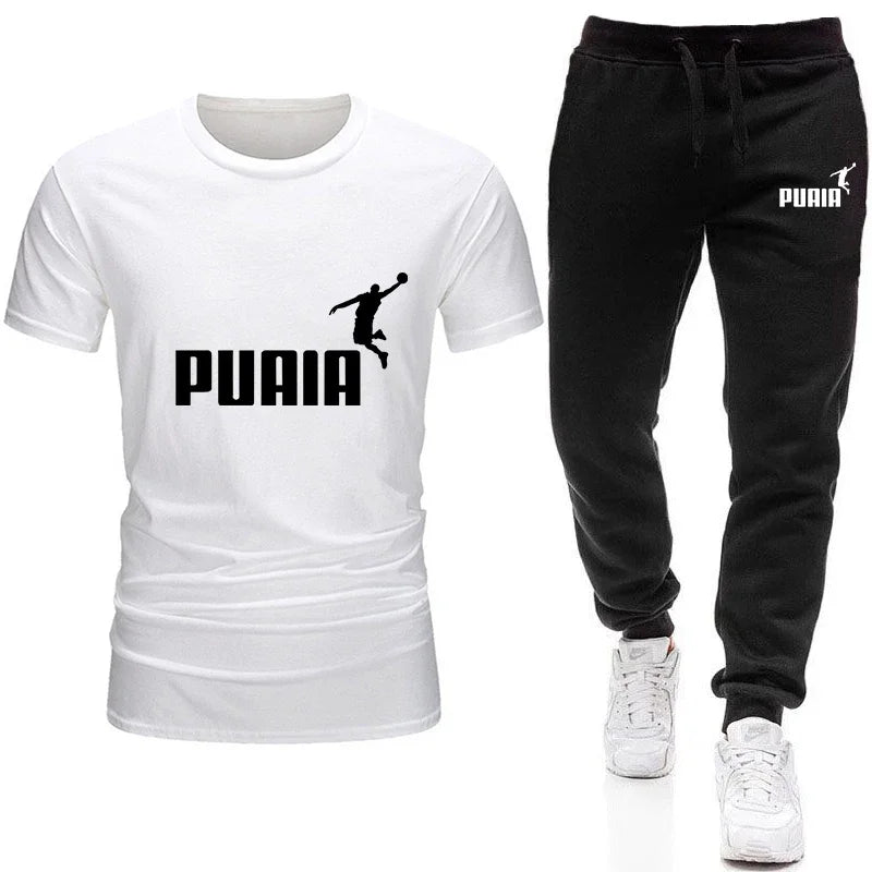 Tracksuit Cotton T-shirts and Sweatpants Gym Short Sleeve Outfits Hot Sales Male Casual O-Neck Tees Jogging Suit