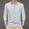 Men's Long Sleeve Turn-down Collar Waffle T-shirt Business Casual Polo Shirt Tee