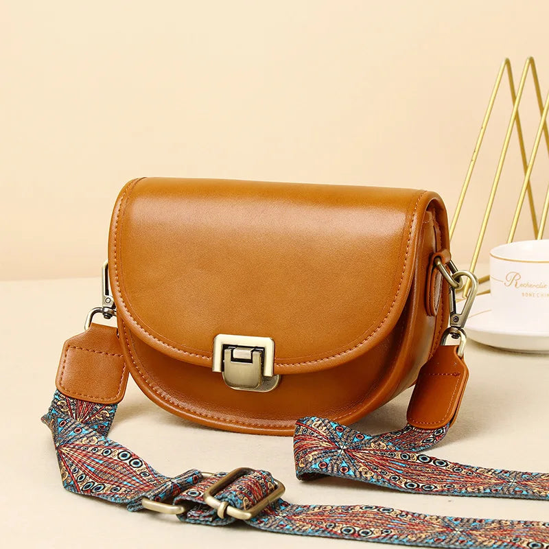 New Style Real Leather Women's Bag Vegetable Tanned Genuine Cow Leather Single Shoulder Messenger Bag Lady Popular Purse