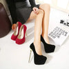 Sexy Club Suede Womens Black High Heels 16cm Stiletto Shoe Female Waterproof Stripper Flock Pumps Ladies Shoes Plus Size 45