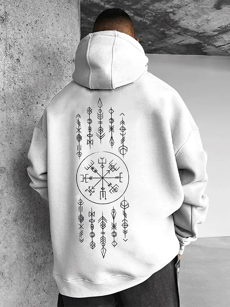 Viking Printing Mens Hooded Sweatshirt Autumn Long Sleeve Loose Casual Oversize Hoodies For Men Streetwear Fashion Hoodie Tops