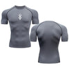 Summer Running T-Shirt Men Short Sleeve Compression Shirt Gym Sports Top White & Black Quick Dry Breathable MMA Fitness Clothing