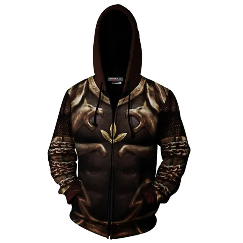 Game God of War Cosplay Kratos Zipper Hoodie Costume Men and Women Leisure Sports Sweater 3D Printing