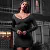 Solid Color Bodycon Dress For Women V-neck Vestidos De Mujer Backless Sexi Night Dress Hot Club Outfits Long Sleeve Streetwear