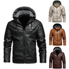 Men's Fleece Liner PU Leather Jackets Coats with Hood Autumn Winter Casual Motorcycle Jacket for Men Windbreaker Biker Jackets