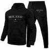 Men's Sports Hoodie Set Luxury Milan Print Sweatshirt Sweatpants Hooded Top Jogger Pants Casual Streetwear Sportswear