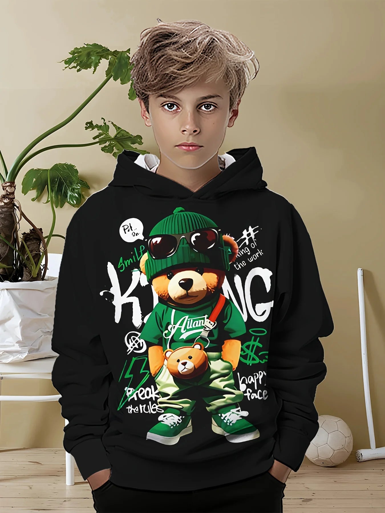 Kids Clothes Boys Hoodies Long Sleeve Cool Bear Print Children Spring Fall Clothes Fashion Outdoor Girl Clothes Pullover Tops