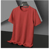 Men's New Summer Waffle round Neck Short Sleeve T-Shirt Comfortable Breathable Short-Sleeved Top for Casual Wear