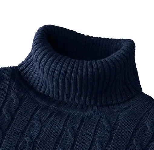 High Neck Solid Color Pullover Knitted