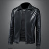 Minglu Washable Laux Leather Men's Jackets High Quality Solid Color Turn Down Collar Zipper Casual Faux Leather Man Overcoat 5XL