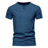 Short-sleeved V Neck T-shirts Fashion Simple Casual Pullover Tops Solid Breathable Sport Fitness Tees for Men