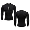 Summer Running T-Shirt Men Long Sleeves Compression Shirt Gym Sports Top White & Black Quick Dry Breathable MMA Fitness Clothing