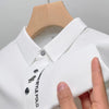 Summer Silk Polo Shirt for Men's Youth Lapel Light Luxury Traceless Silk T-shirt Fashion Ice Silk Trend Short sleeved Top