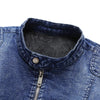 ABOORUN Fleece Denim Jacket Men Streetwear Motorcycle Biker Coats Slim fit Jackets Male Clothes