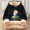 Snoopy Fleecing Hoodie for Adult Cute Cartoon Sweatshirt New Warm Winter Coat Black Fleece Clothing Fashion Thick Clothes Gift