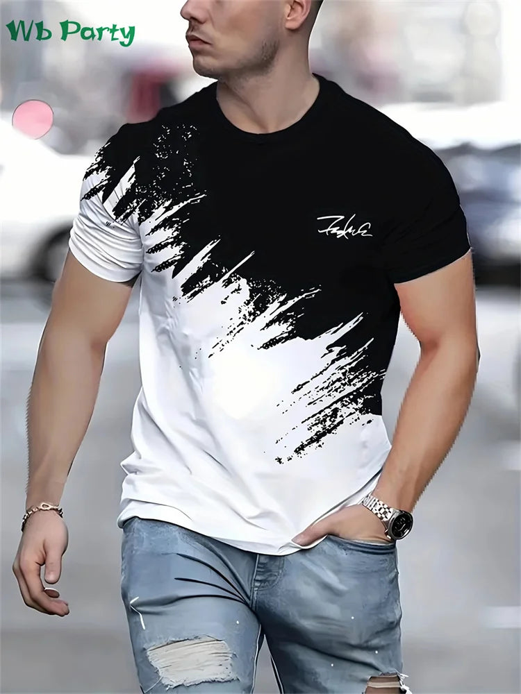 Patchwork Pattern Print Clothes Men Designer Men's T-shirts Men's Summer Clothes Short Sleeve Tee Simple Shirts Graphic Tee Tops