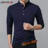 Men's Business Casual Polo Long Sleeve T-shirt Summer Comfortable and Breathable Solid Top