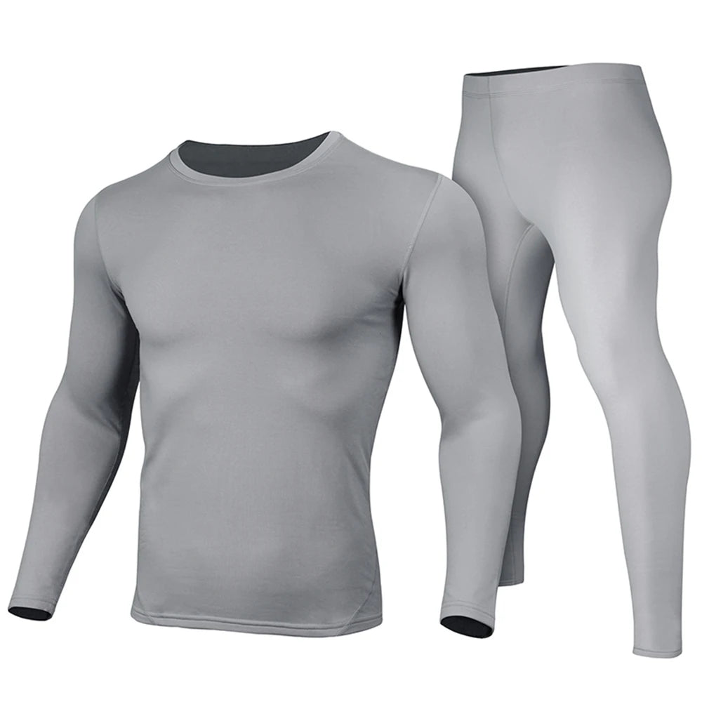 Men's Thermal Underwear Set Winter Clothes Thermal Shirt Tights Round Neck Thin Slim Fit Long Sleeve T-shirt Long Johns Suit