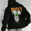 Street Trend Letter Money Printing Hoodie For Men Pocket Drawstring Pullovers Fleece Warm Sweatshirts Autumn Comfortable Clothes