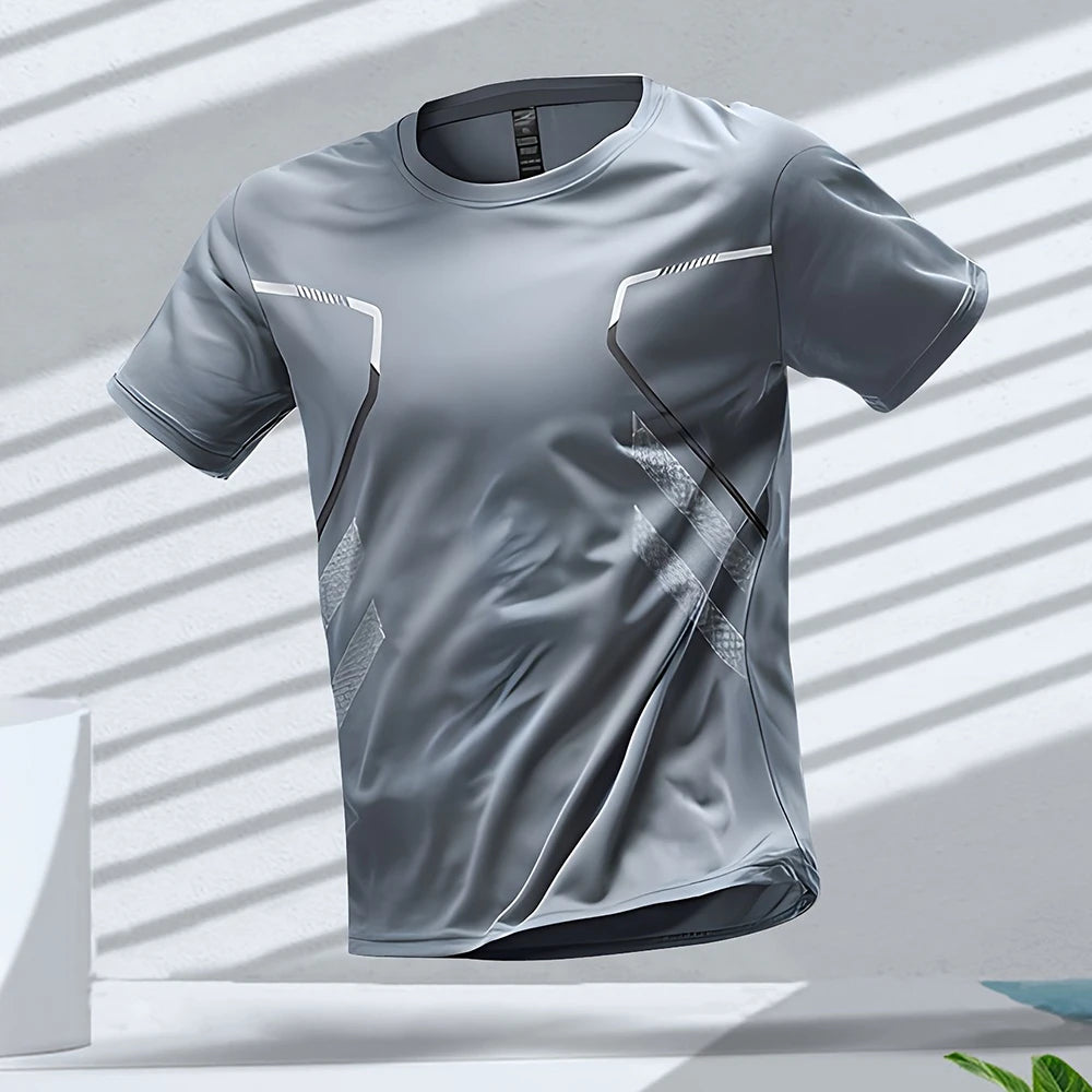 Men's T-shirts Sports Run T Shirts Outdoor Workout Quick-drying Breathable Short Sleeve Casual Round Neck Tees Summer Loose Tops