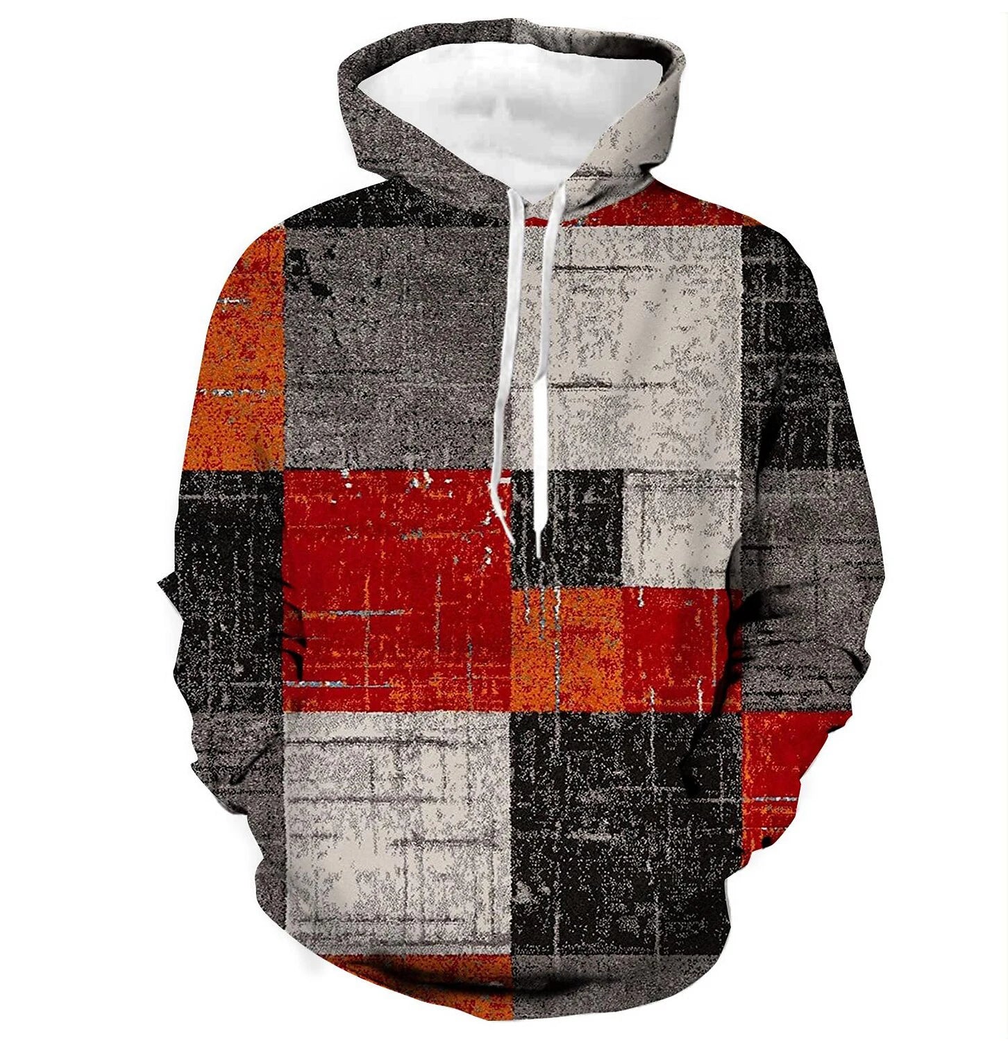 Trendy Color Block Patchwork 3D Printing Hoodies Men's Vintage Fashion Oversized Sweatshirts Hooded Pullovers Tracksuit Clothing