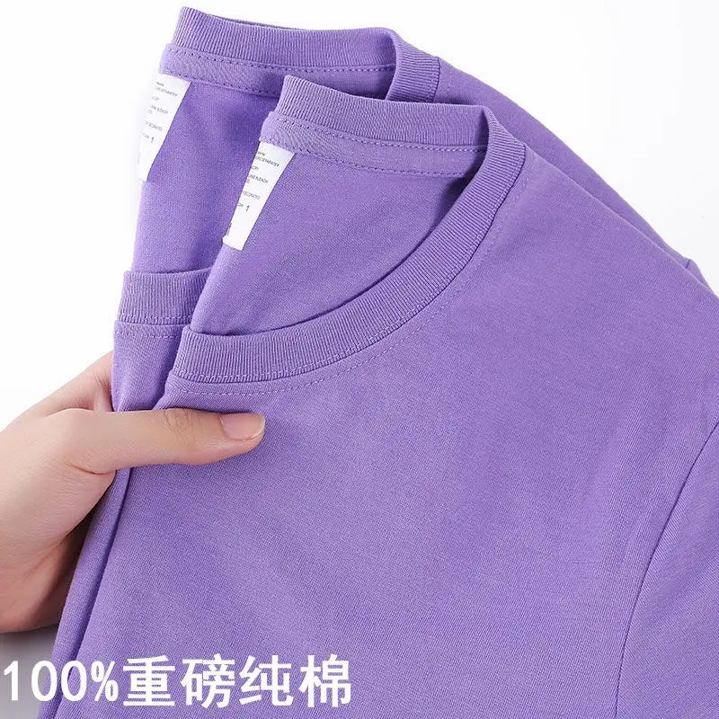 100% Cotton T-shirt Men Women Solid Color O Neck Short-sleeved Tops Summer Korean Loose Half-sleeve T Shirt Unisex M-4XL