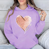 Fashion Valentine's Day Heart & Love Print Hoodies For Women Winter Autumn Casual Hooded Sweatshirts Valentines Hoodies Pullover