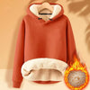 Plush Hooded Pullover For Women Fall And Winter Warm Hoodie Casual Solid Color Hoodies Round Neck Long Sleeves Female Fleece