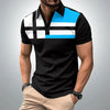 Summer men's short sleeved polo shirt, business office lapel shirt, men's sports and leisure fashionable stripe T-shirt top