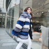 Maomaokong Real Fur Coat Winter Women Silver Fox Fur Luxury Warm Thick Furry Fox Fur Coat Long Natural Fur Jackets