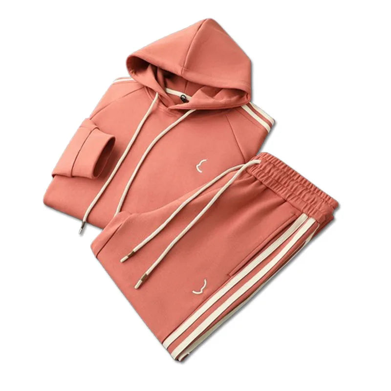 Light luxury wear with grapefruit red casual sports suit autumn and winter slim-fit men's and women's hoodie pants