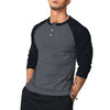 New Men's Casual T-shirt Men's Round Neck Slim Arm Color-blocked Long Sleeve T-shirt European and American Base Shirt