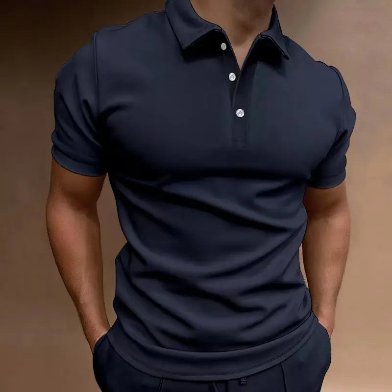 New Spring Men's POLO Shirt Short Sleeve Solid Color Fashion Breathable Leisure Shopping Simple High-Quality Top T-Shirt