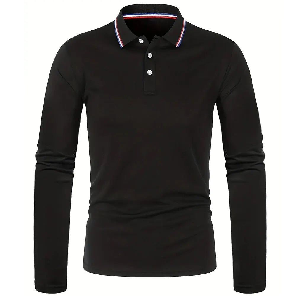 Men's Spring and Autumn Casual Breathable Comfortable Polo Shirt Hot Selling Fashion Men's Business Long Sleeve T-Shirt