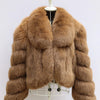 FURHYCFOX Hot sales Fashion New Women's Winter Warm Natural Fur Jackets Lady Luxry Crop Coat Turn-down Collar Fox Fur Coats