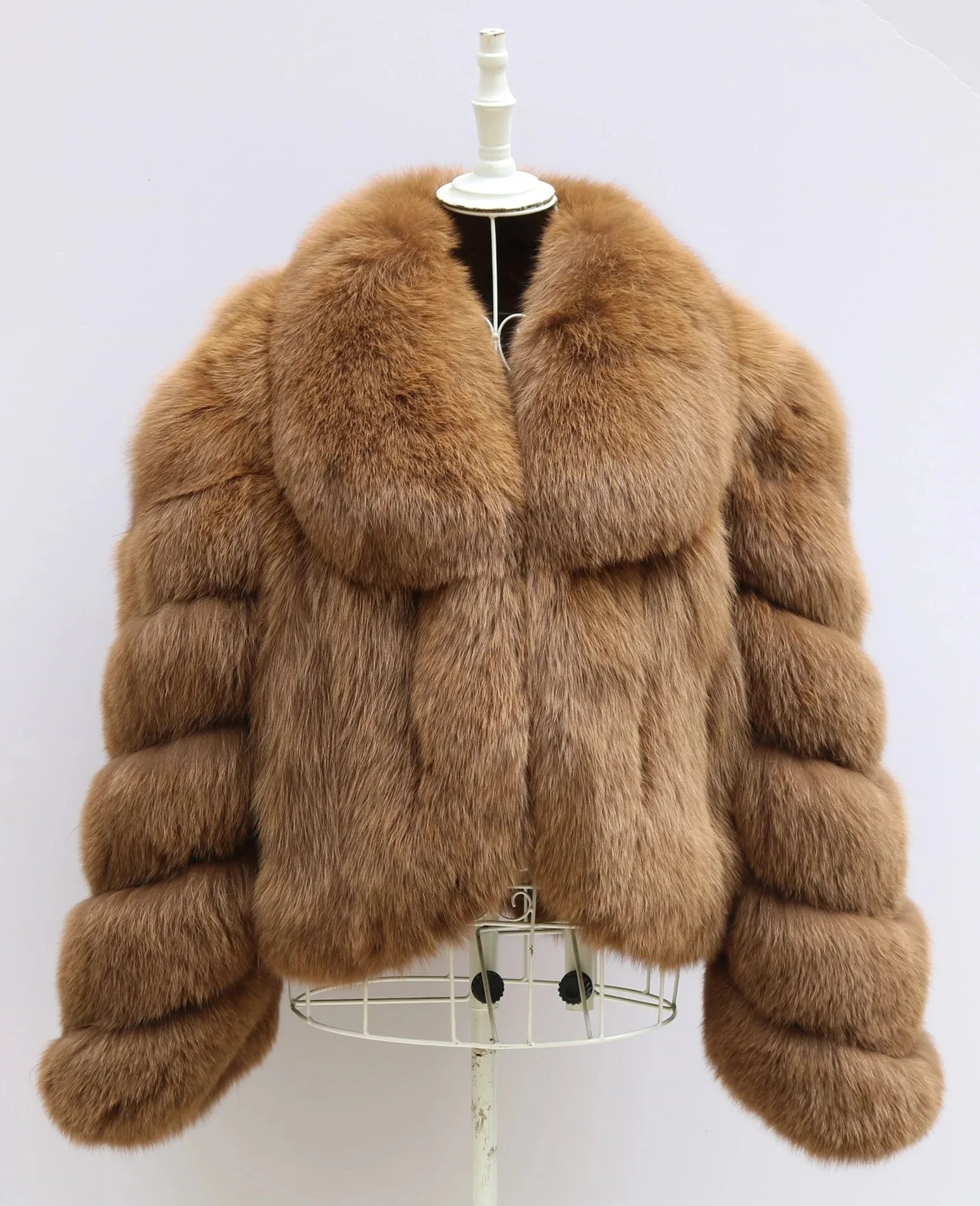 FURHYCFOX Hot sales Fashion New Women's Winter Warm Natural Fur Jackets Lady Luxry Crop Coat Turn-down Collar Fox Fur Coats